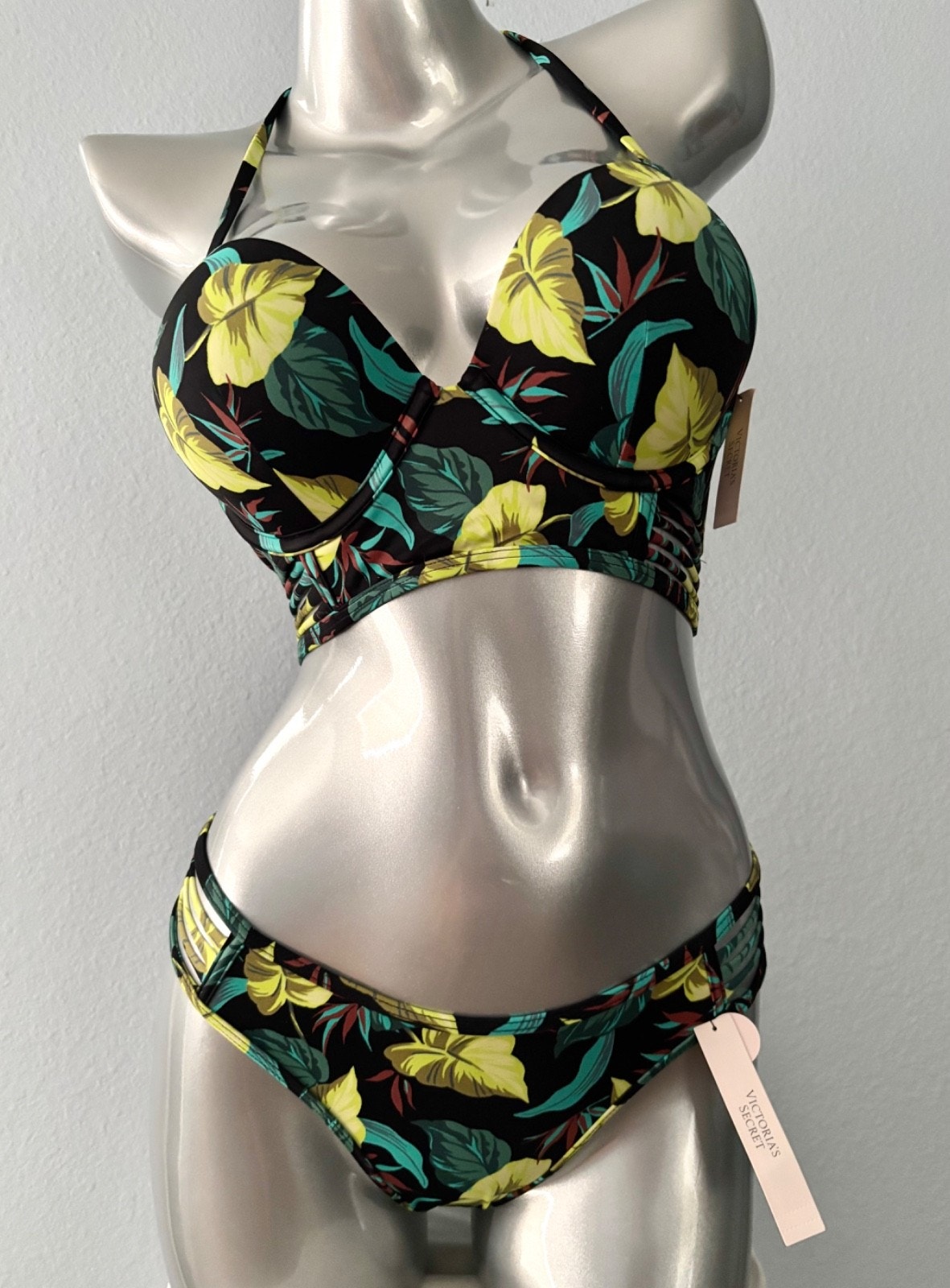 Victoria's Secret Swim Bikini Set Long Bombshell +2 Cups Brazilian Bottom 36d L